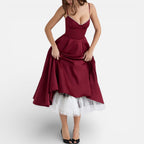 Midikleid mit Korsettoberteil und ausgestelltem Rock