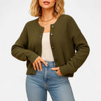 Damen Strickjacke mit Knöpfen Eleganter Cardigan