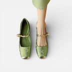 Orthopädische Damen Ballerinas mit Knöchelriemen und Absatz