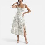 Midikleid mit Blumenmuster und Beinschlitz