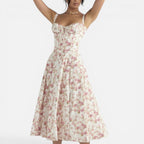 Midikleid mit Blumenmuster und Beinschlitz