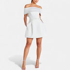 Schulterfreies Cocktailkleid Damen mit elegantem Faltendetail