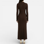 Damen Langarm Maxikleid mit Kragen