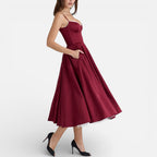 Midikleid mit Korsettoberteil und ausgestelltem Rock