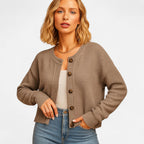 Damen Strickjacke mit Knöpfen Eleganter Cardigan