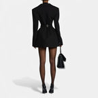 Schwarzes Blazerkleid Damen Mini – Cocktailkleid & Abendkleid, zweireihig