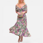 Schulterfreies Midikleid mit Drapierung