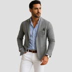 Herren Strickblazer aus Baumwolle im Old-Money-Stil – Sakko mit aufgesetzten Taschen