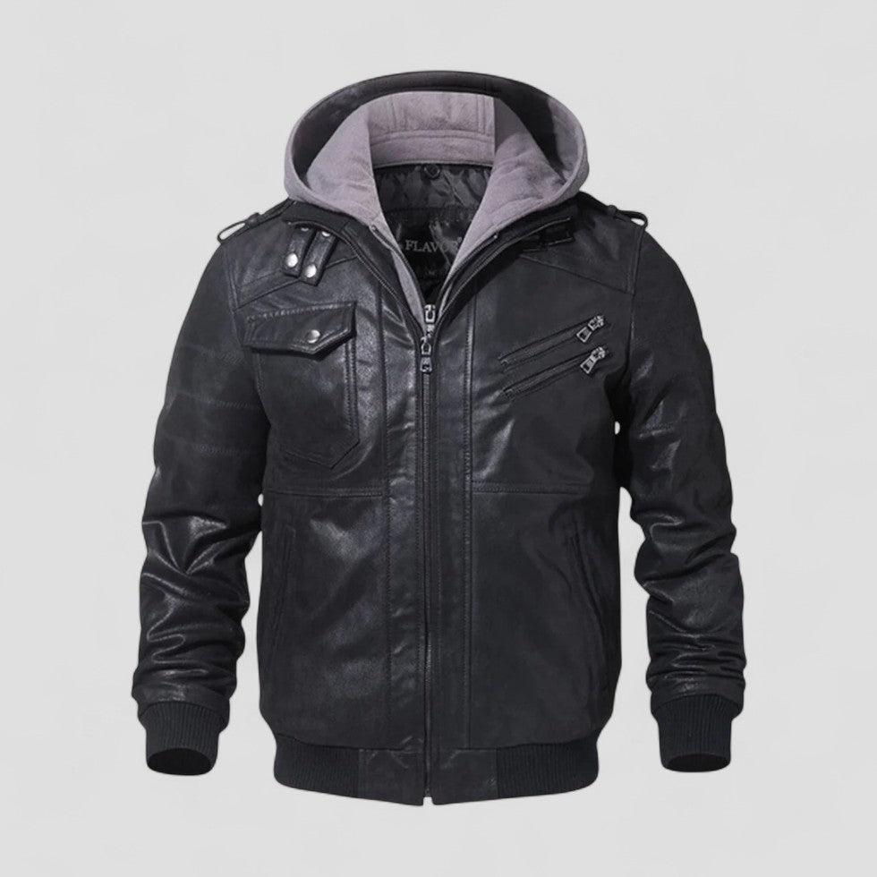 Kunstlederjacke mit Kapuze für Herren