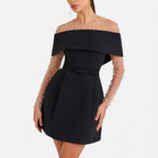 Schulterfreies Cocktailkleid Damen mit elegantem Faltendetail