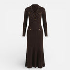 Damen Langarm Maxikleid mit Kragen