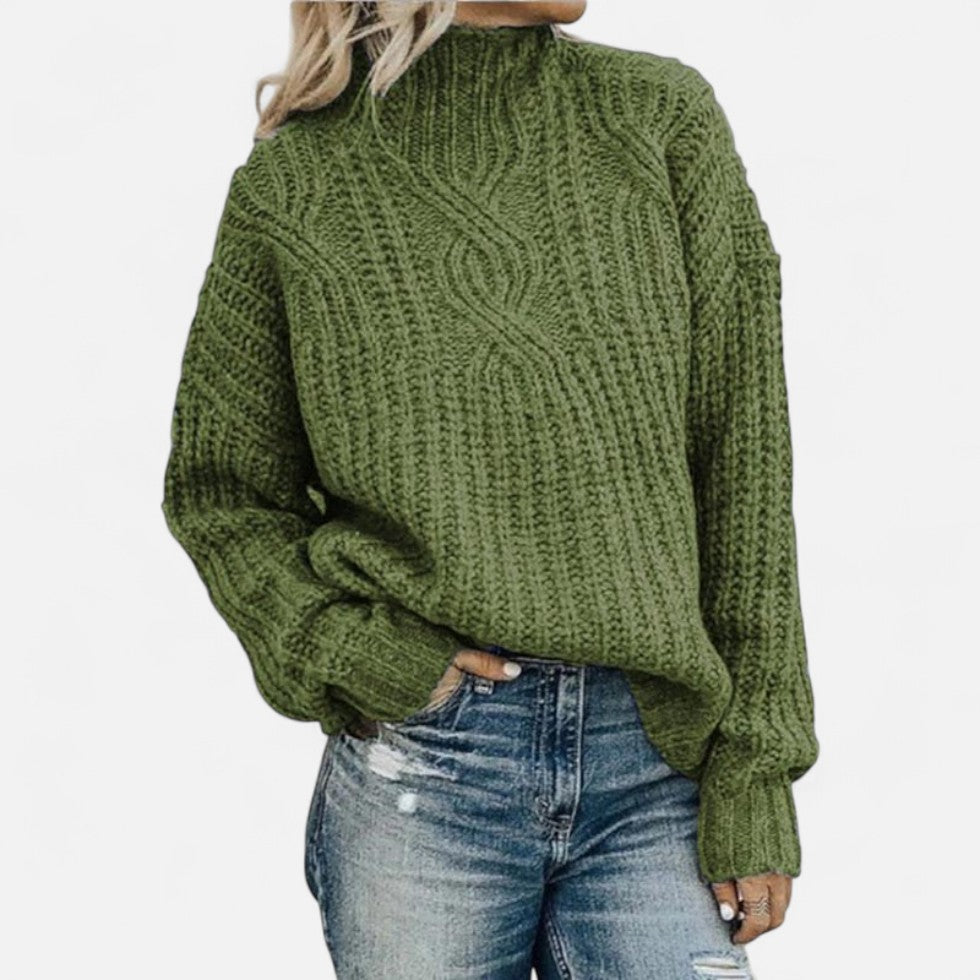 Gestrickter Pullover mit hohem Kragen