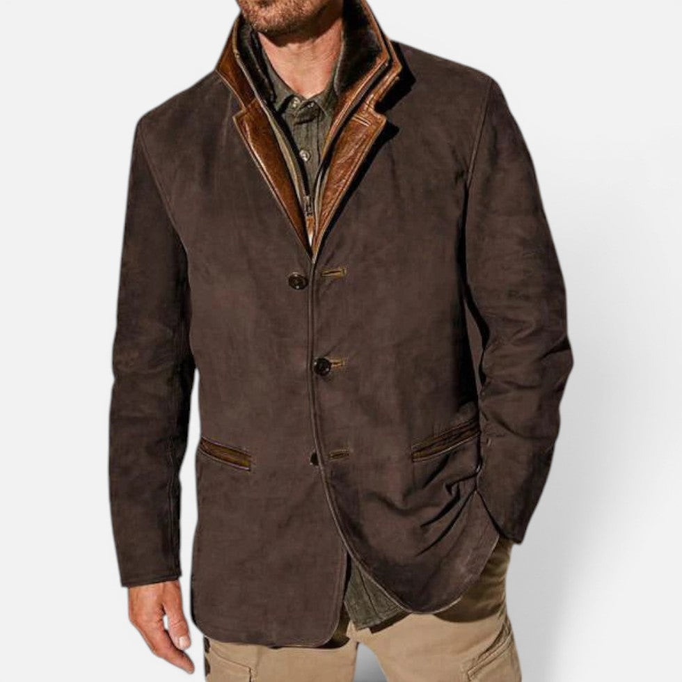 Herren Jacke mit Stehkragen und Knopfleiste