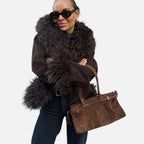 Damen Kunstpelz Jacke mit weitem Kragen