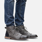 Schnürstiefeletten für Herren mit Strukturleder
