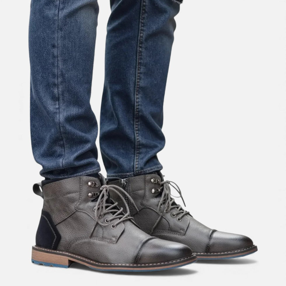 Schnürstiefeletten für Herren mit Strukturleder