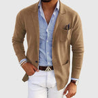 Herren Strickblazer aus Baumwolle im Old-Money-Stil – Sakko mit aufgesetzten Taschen