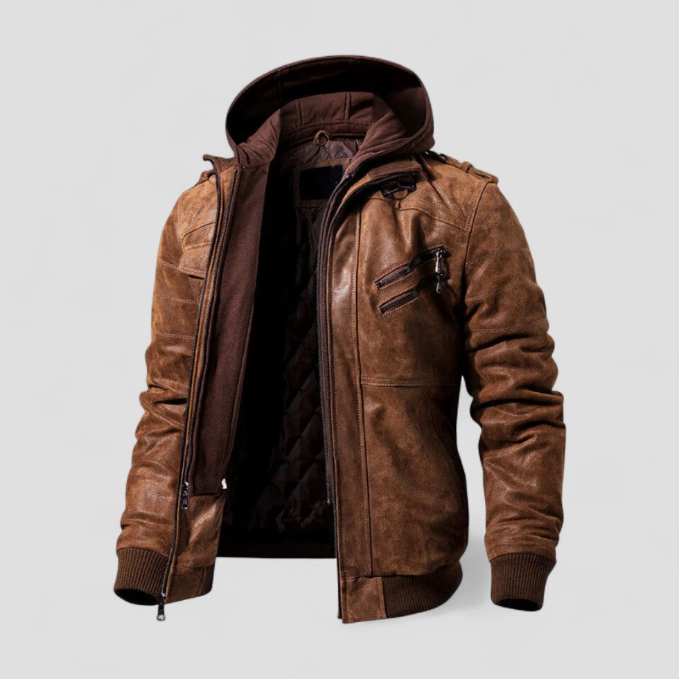 Kunstlederjacke mit Kapuze für Herren