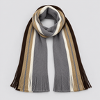 Herren Gestreifter Strickschal mit Fransen – Langer Winterschal, Herbst Winter