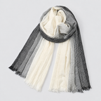 Herren Leichter Crinkle-Schal mit Farbverlauf und Fransenkante – Zweifarbiger Schal, Herbst Winter