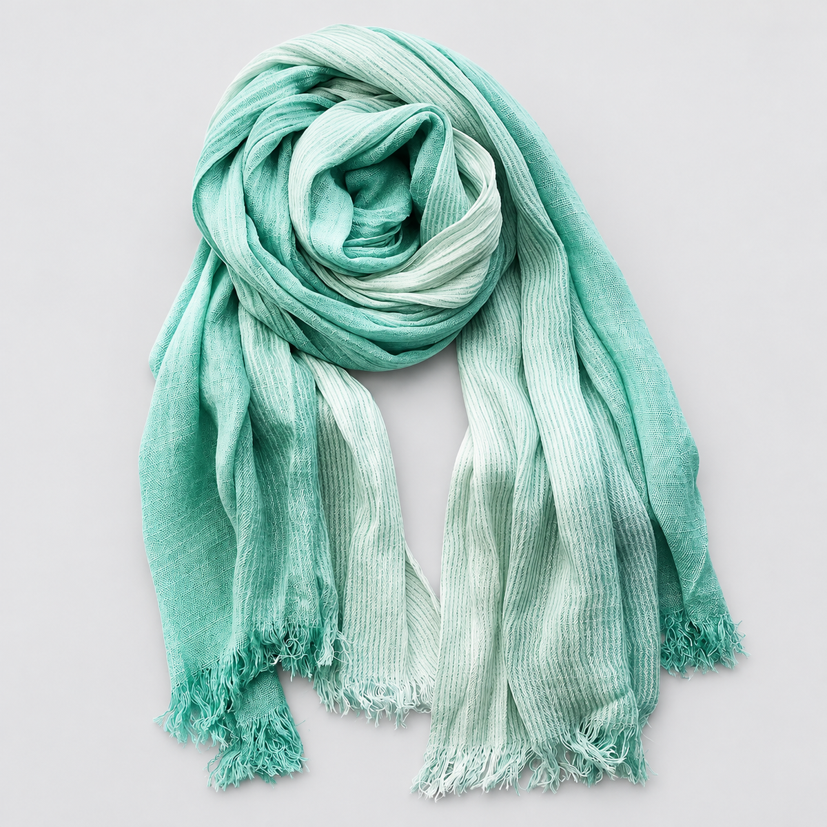 Herren Leichter Crinkle-Schal mit Farbverlauf und Fransenkante – Zweifarbiger Schal, Herbst Winter