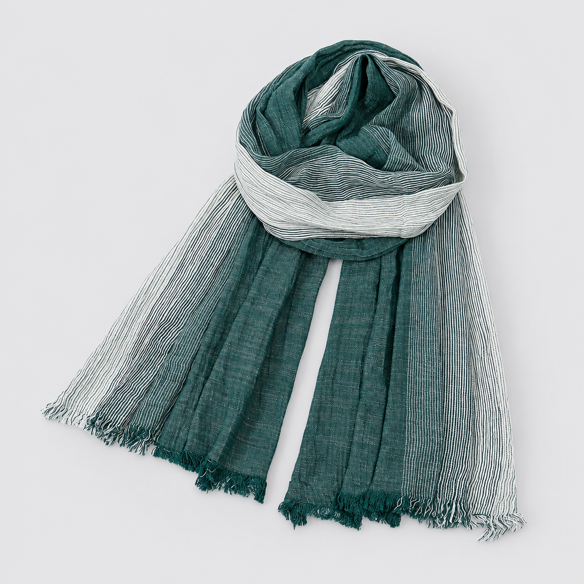Herren Leichter Crinkle-Schal mit Farbverlauf und Fransenkante – Zweifarbiger Schal, Herbst Winter