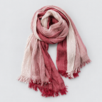Herren Leichter Crinkle-Schal mit Farbverlauf und Fransenkante – Zweifarbiger Schal, Herbst Winter