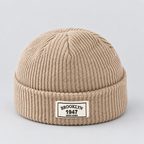 Herren Kurze Fischermütze mit Umschlag – Gerippte Strickmütze, Herbst Winter