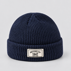 Herren Kurze Fischermütze mit Umschlag – Gerippte Strickmütze, Herbst Winter