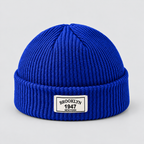 Herren Kurze Fischermütze mit Umschlag – Gerippte Strickmütze, Herbst Winter