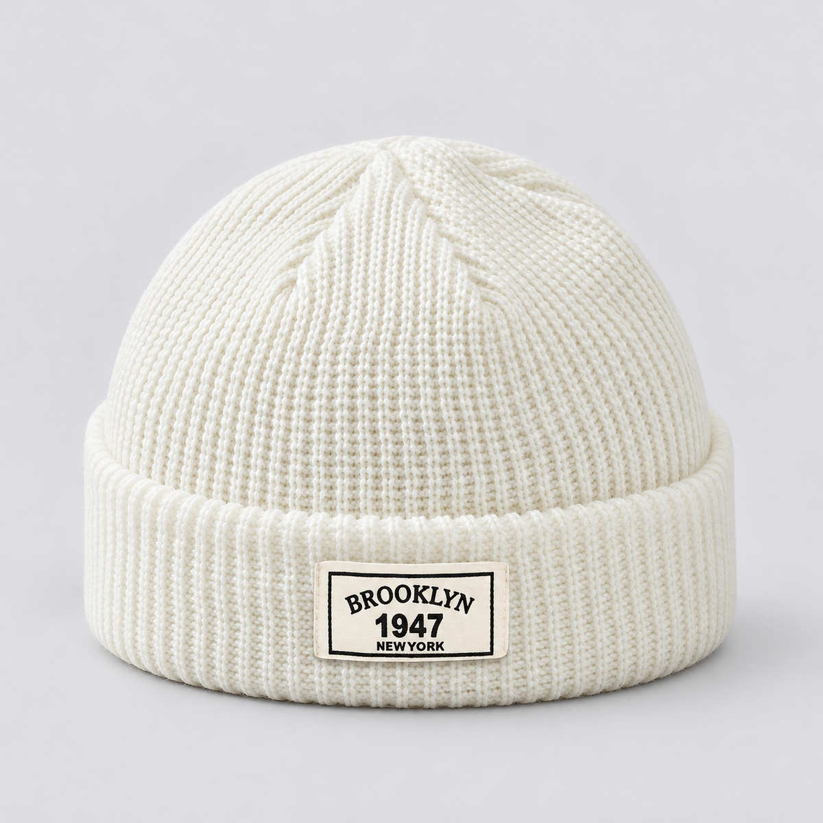 Herren Kurze Fischermütze mit Umschlag – Gerippte Strickmütze, Herbst Winter