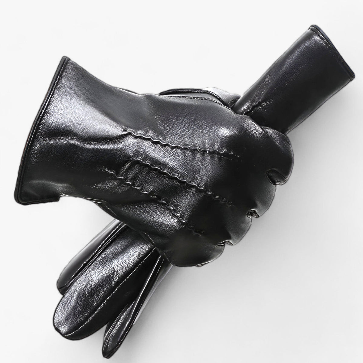 Herren Lederhandschuhe aus Schafsleder mit Wellenmuster – Gefütterte Winterhandschuhe, Herbst Winter