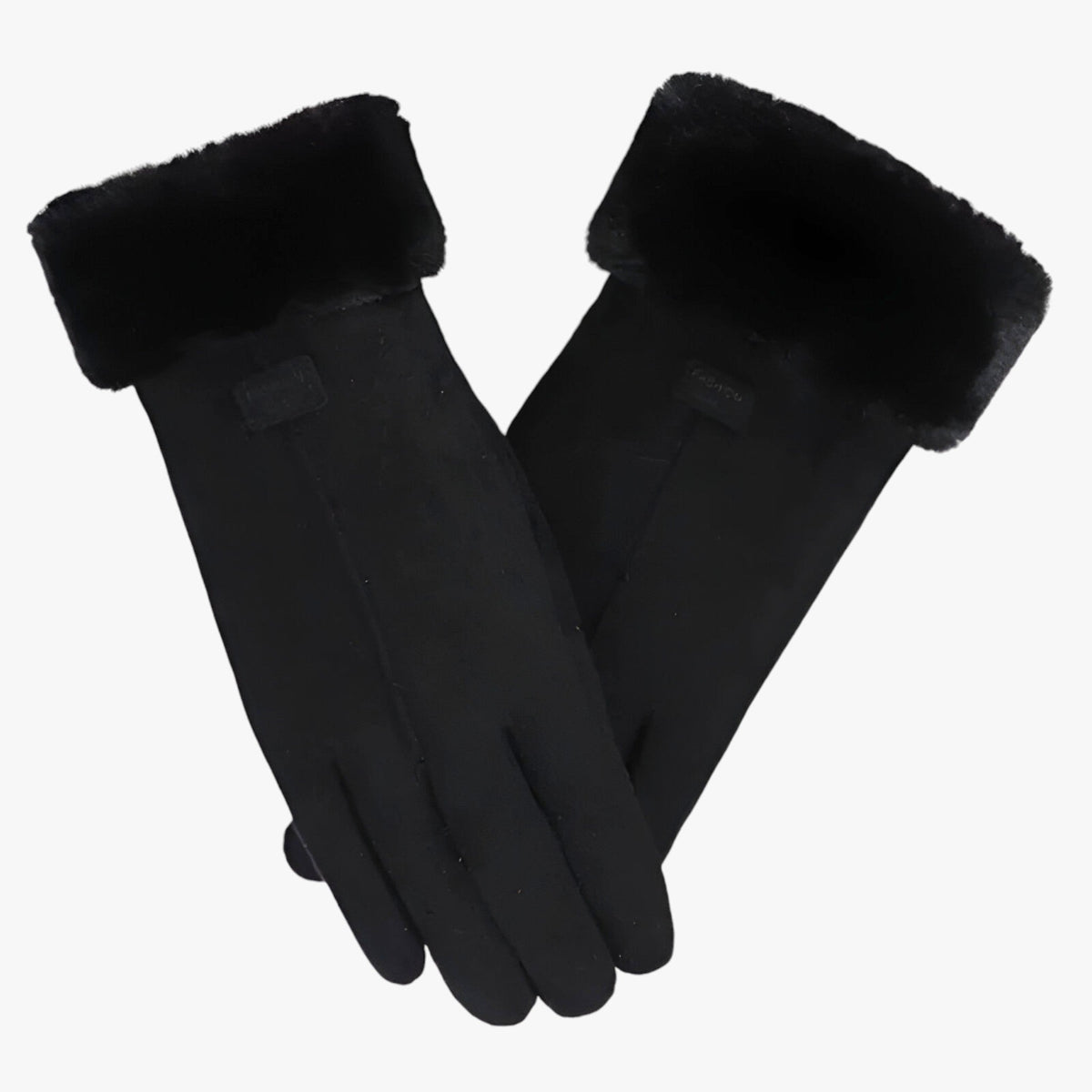 Damen Flauschige Handschuhe in Wildlederoptik mit Plüschbündchen – Warme Winterhandschuhe, Herbst Winter