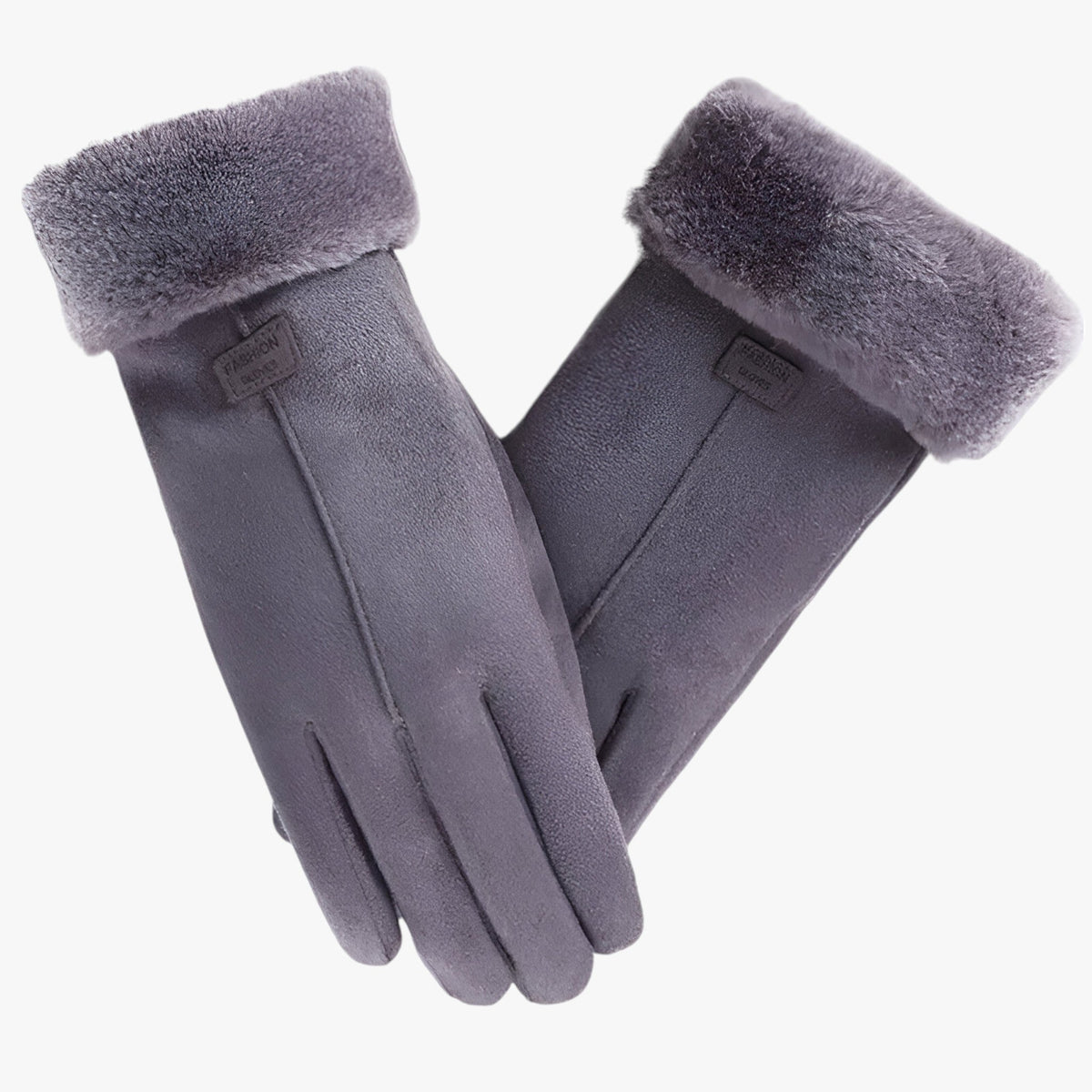 Damen Flauschige Handschuhe in Wildlederoptik mit Plüschbündchen – Warme Winterhandschuhe, Herbst Winter