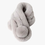 Damen Flauschiger Fellschal mit Bommeln – Durchsteckschal, Herbst Winter