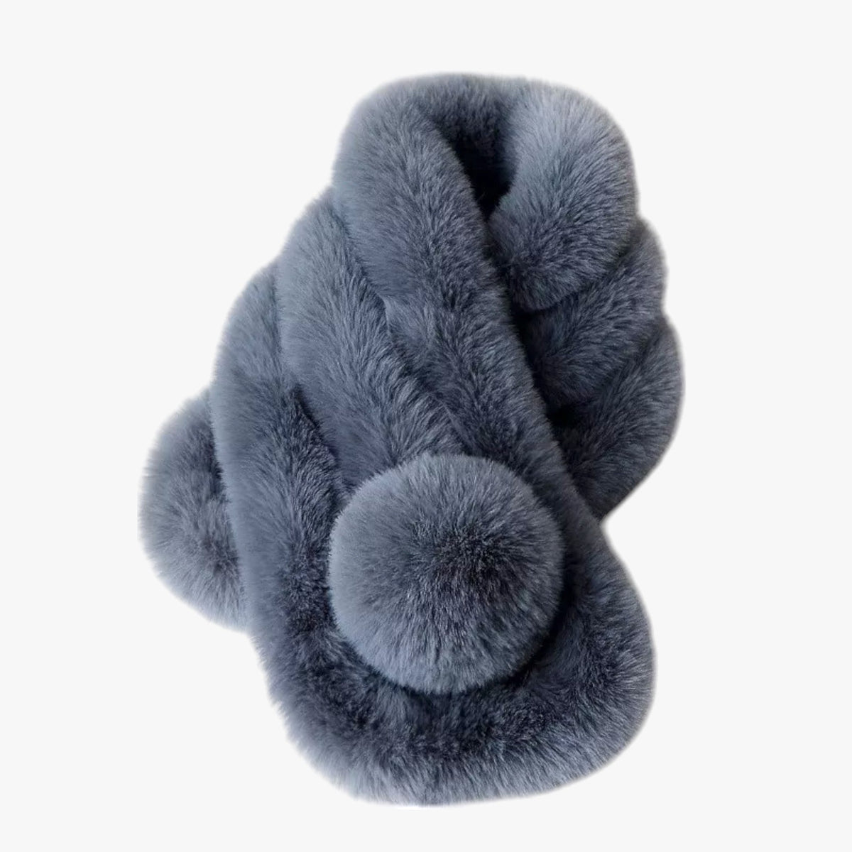 Damen Flauschiger Fellschal mit Bommeln – Durchsteckschal, Herbst Winter