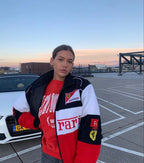 Unisex Racing Jacke – Oversized Motorsport Übergangsjacke aus Polyester mit Patches, Herbst 10