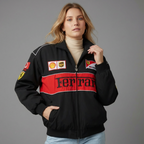 Unisex Racing Jacke – Oversized Motorsport Übergangsjacke aus Polyester mit Patches, Herbst 11