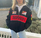 Unisex Racing Jacke – Oversized Motorsport Übergangsjacke aus Polyester mit Patches, Herbst 15