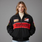 Unisex Racing Jacke – Oversized Motorsport Übergangsjacke aus Polyester mit Patches, Herbst 4
